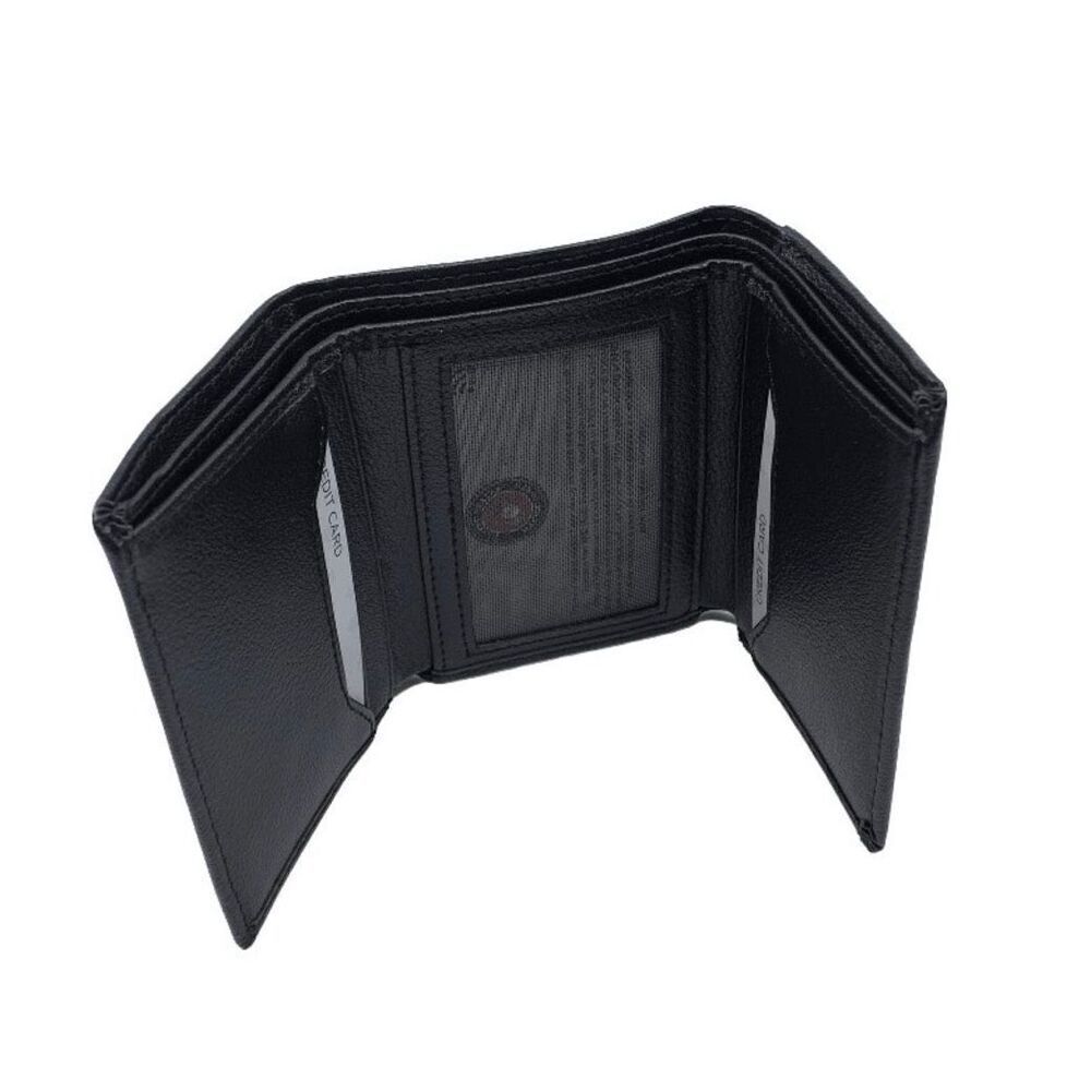 US Marine Corps Logo Genuine RFID Protection Leather TRIFOLD Wallet in Black - Picture 2 of 4